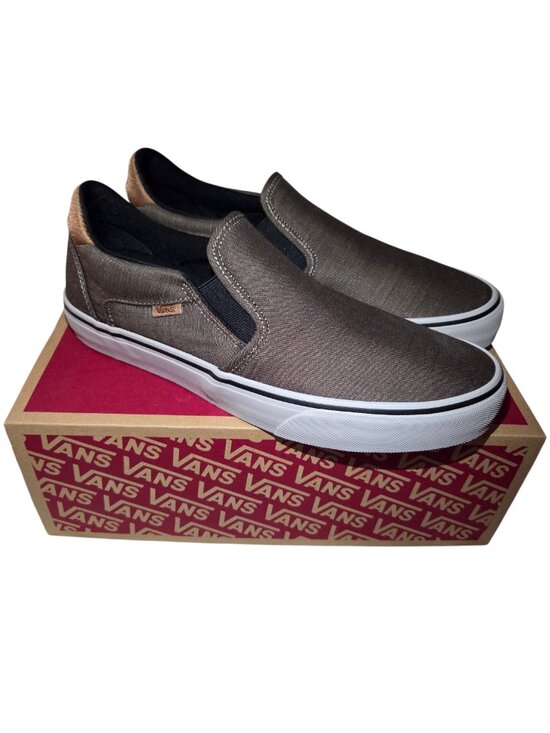 Vans Other - Vans Asher Deluxe Men’s Slip-On Sneakers BNIB Walnut/Grey Size 11.5